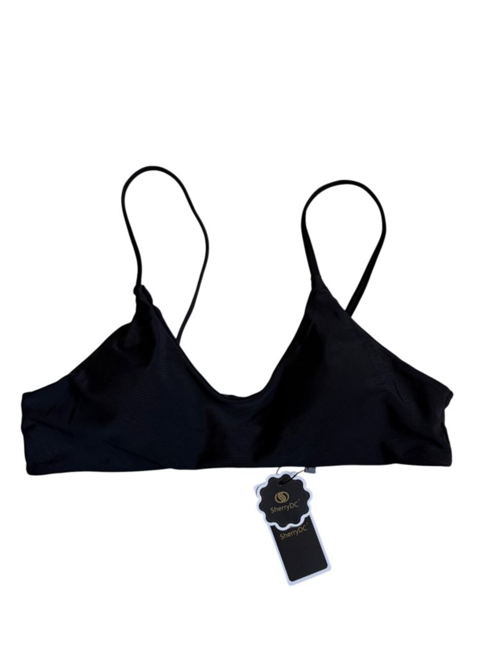 NWT SherryDC Scoop Bikini Top (Black) - Large